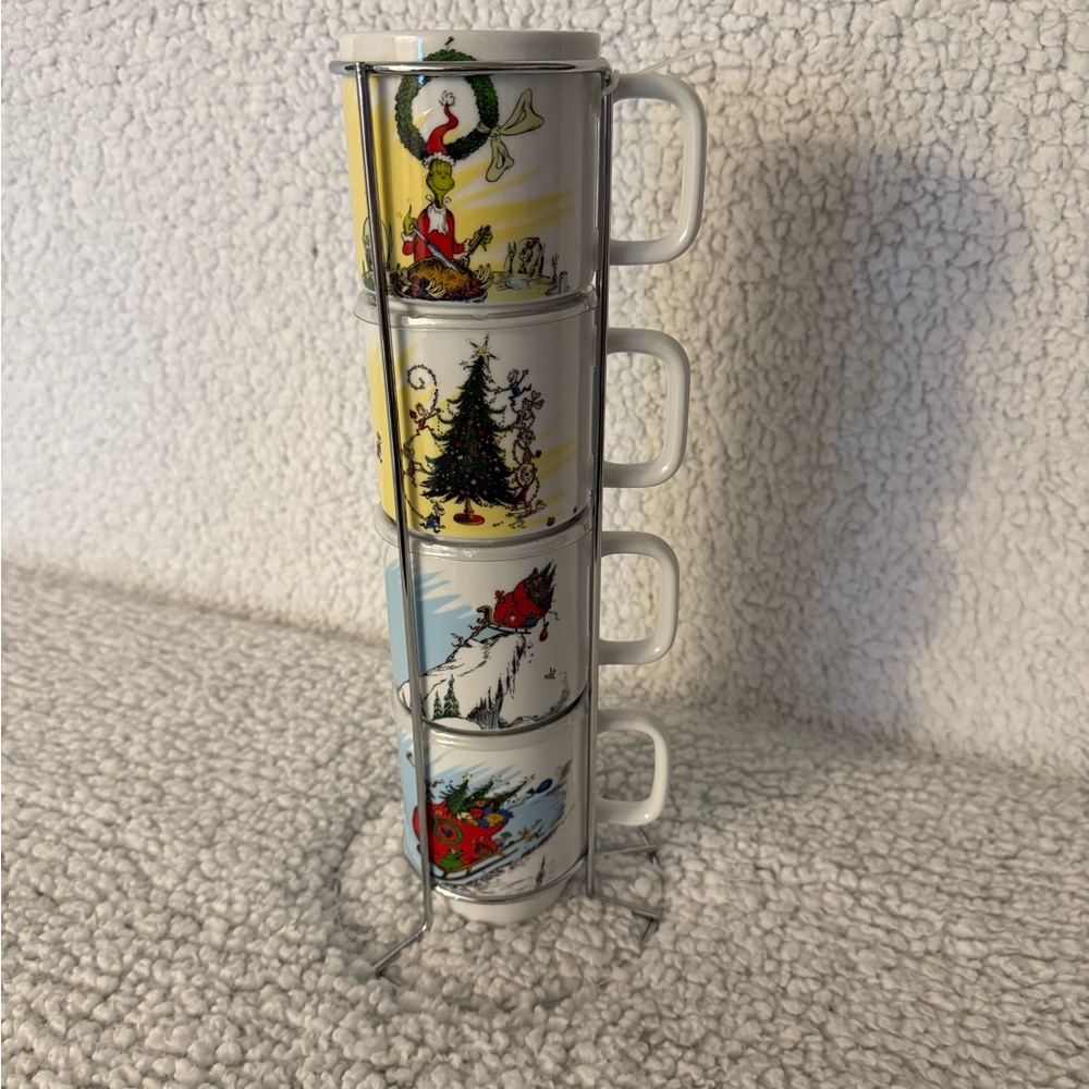 Holiday Stacking Mug Set with Stand